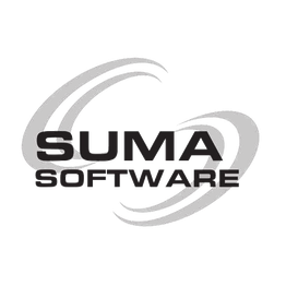 Logo con la scritta "Suma Software", stilizzato con due curve grigie avvolgenti.