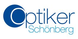 Logo von "Optiker Schönberg" mit blauem Text und einem stilisierten Auge auf der linken Seite.