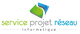 Logo coloré de "service projet réseau informatique" avec icône verte et bleue.