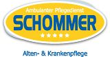 Logo des ambulanten Pflegedienstes Schommer, Alten- und Krankenpflege, gelb-blau.