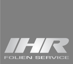 Graues Logo mit dem Text "IHR FOLIEN SERVICE" in weißer Schrift.