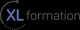 Logo de XL Formation avec texte bleu et gris sur fond noir.