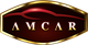 Logo AMCAR rouge et or avec silhouette de voiture stylisée au-dessus du texte.