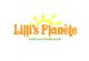 Logo von Lilli's Planète mit gelber Sonne und Text: "exklusive Kindermode" in Grün.