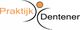Logo met tekst "Praktijk Dentener" en abstracte oranje figuur.