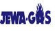 Text "JEWA-GAS" mit stilisierter blauer Flamme über dem "S" auf weißem Hintergrund.