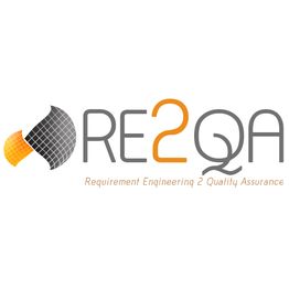 Logo with text "RE2QA: Requirement Engineering 2 Quality Assurance." Abstract globe design.