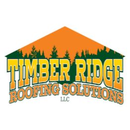 Logo of Timber Ridge Roofing Solutions with trees and an orange roof design.