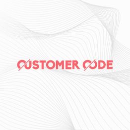 „Customer Code“-Schriftzug in Rot mit stilisierten Kreisen, Hintergrund mit Wellenlinien.