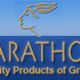 Logo mit Schrift "MARATHONS Quality Products of Greece" und griechischem Profilbild darüber.