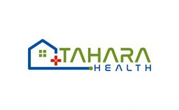 Logo of Tahara Health with a blue house outline and a red medical cross.
