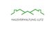 Grünes Logo mit stilisierten Häusern und dem Text "Hausverwaltung Lutz" darunter.