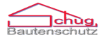 Logo mit rotem Hausumriss, Text: "Schug Bautenschutz".