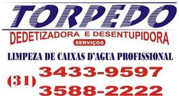 Imagem de anúncio da empresa Torpedo para dedetização e desentupimento com telefones de contato.