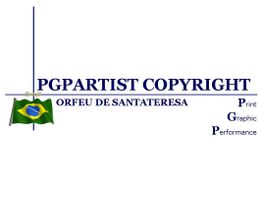 Logo mit brasilianischer Flagge, Text: PGPARTIST COPYRIGHT ORFEU DE SANTATERESA, Print Graphic Performance.