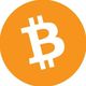 Bitcoin logo: white "B" with vertical lines on orange circle background.