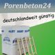 Pakete mit Porenbetonblöcken; Text "Porenbeton24, deutschlandweit günstig".