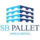 Logo da SB Pallet com imagem estilizada de paletes empilhados e texto "Apoio à Logística".
