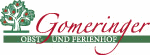 Logo mit einem Baum, darunter steht „Gomeringer Obst- und Ferienhof“ in roter Schrift.