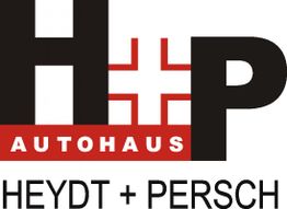 Logo des Autohauses Heydt + Persch, schwarzes „H+P“ mit rotem Schriftzug „AUTOHAUS“.