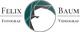 Logo mit dem Text: "Felix Baum Fotograf Videograf" und einem stilisierten Kamera-Objektiv.