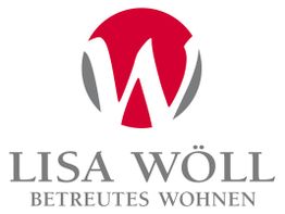 Rotes und graues Logo mit der Aufschrift "Lisa Wöll Betreutes Wohnen".