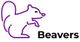 Illustration violet d'un castor stylisé avec le mot "Beavers" en noir.