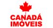 Logo com folha de bordo vermelha e texto "Canadá Imóveis" em vermelho.