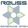 Logo von Reuss Sanierung GmbH mit sechseckigem Muster in Blau und Gelb.