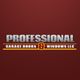 Logo reading "Professional Garage Doors & Windows LLC" on a red background.