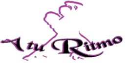Texto "A tu Ritmo" con silueta de pareja bailando en tonos morados.