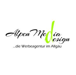 Logo von Alpen Media Design: "die Werbeagentur im Allgäu" in stilvollem Schriftzug.