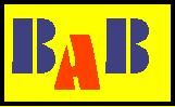 Gelbes Logo mit blauen Buchstaben "B" und rotem Buchstaben "A" in der Mitte.