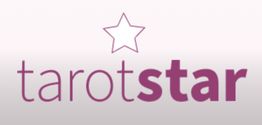 "Logo von Tarotstar mit einem Stern über dem Schriftzug in lila Schrift auf hellem Hintergrund."