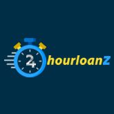 Logo of "24 Hour Loan Z" with a blue stopwatch design on a dark background.