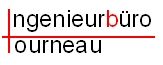 Textgrafik: "Ingenieurbüro Tourneau" mit roter Unterstreichung. Buchstabe "b" in Rot hervorgehoben.