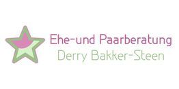 Logo mit grünem und pinkem Stern, Text: "Ehe- und Paarberatung Derry Bakker-Steen".