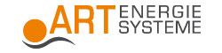 Logo von ART Energiesysteme mit orangefarbenem Kreis und Welle.