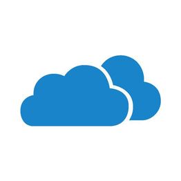 Zwei blaue Wolken auf weißem Hintergrund, symmetrisch nebeneinander angeordnet.