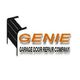 Logo of Genie Garage Door Repair Company with a garage door illustration and orange text.