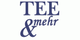 Text: "TEE & mehr" in blauer Schrift auf weißem Hintergrund.