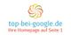 Logo mit Text: "top-bei-google.de - Ihre Homepage auf Seite 1" und einem bunten Blütendesign.
