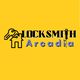 Yellow Locksmith Arcadia logo with key and house icons.