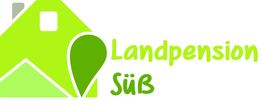 Grünes Haus-Logo mit Text „Landpension Süß“ in heller und dunkelgrüner Schrift.