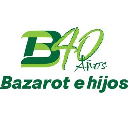 Logotipo verde de "Bazarot e hijos", celebrando 40 años.