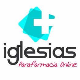 Logo de Iglesias Parafarmacia Online con cruz blanca sobre fondo azul.