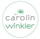 Logo mit "carolin winkler" und einer stilisierten Pflanze in einem Kreis.