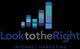Logo with blue bar graph and text: "Look to the Right - Internet Marketing" on black background.