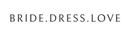 Text: "BRIDE.DRESS.LOVE" in schwarzer Schrift auf weißem Hintergrund.
