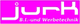 Logo in Magenta mit dem Schriftzug "jurk" und "B.I. und Werbetechnik" darunter.